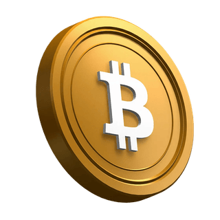 Desain bagian hero menampilkan koin Bitcoin (BTC) dalam posisi miring