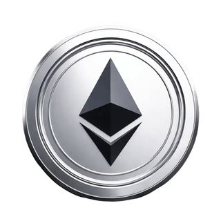 Koin Ethereum (ETH) ditampilkan dalam elemen grafis yang melayang